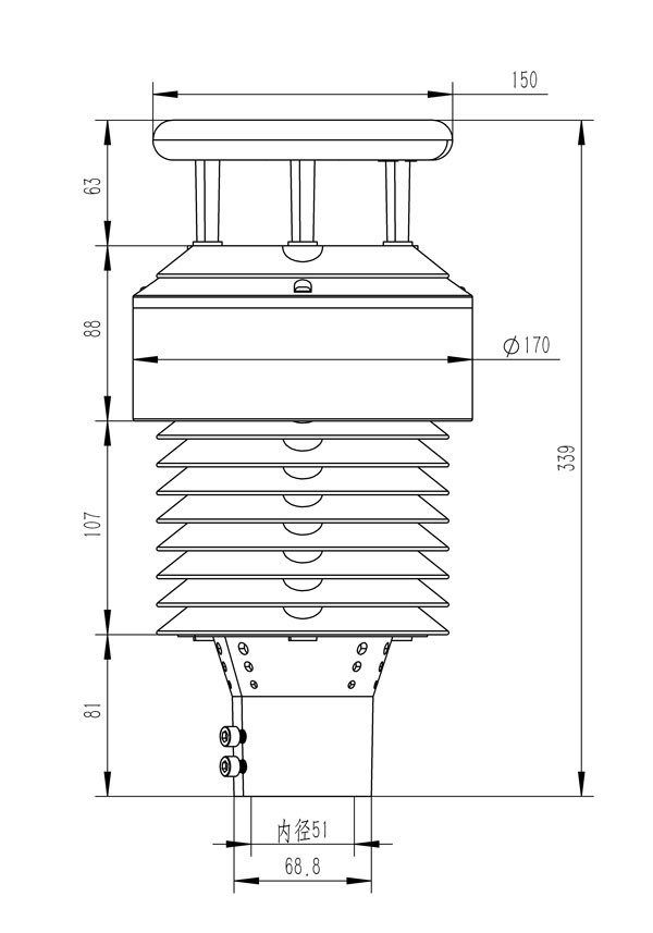 一体化大气环境传感器产品尺寸图